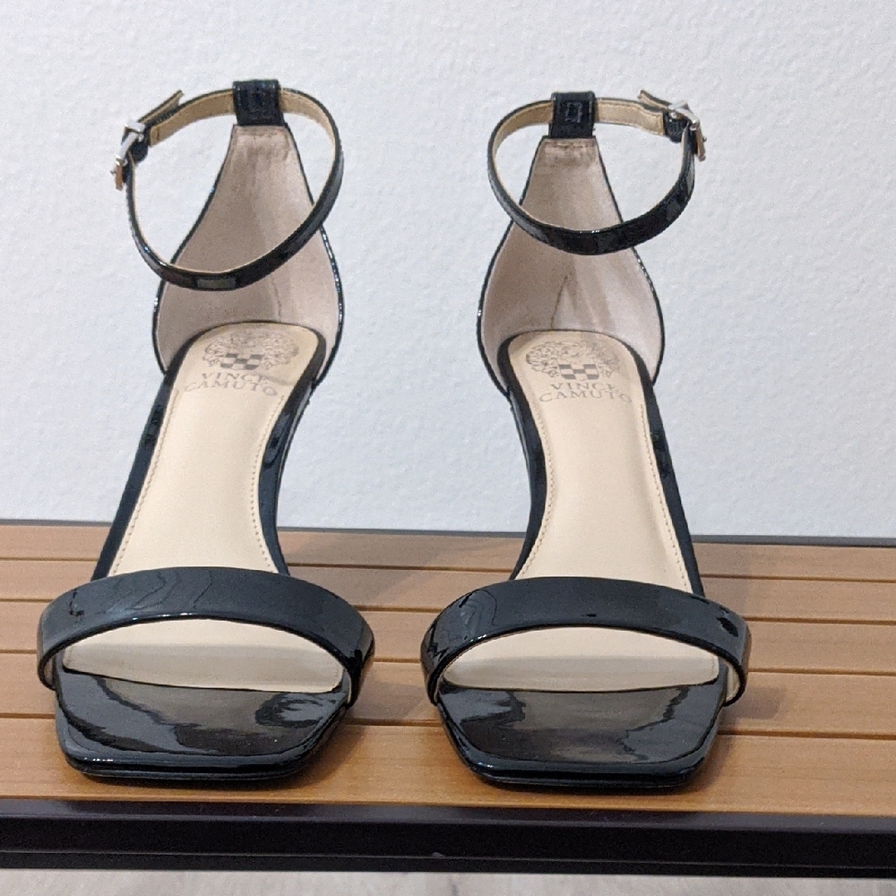 Vince Camuto Black High Heel Sandals with Ankle Strap
